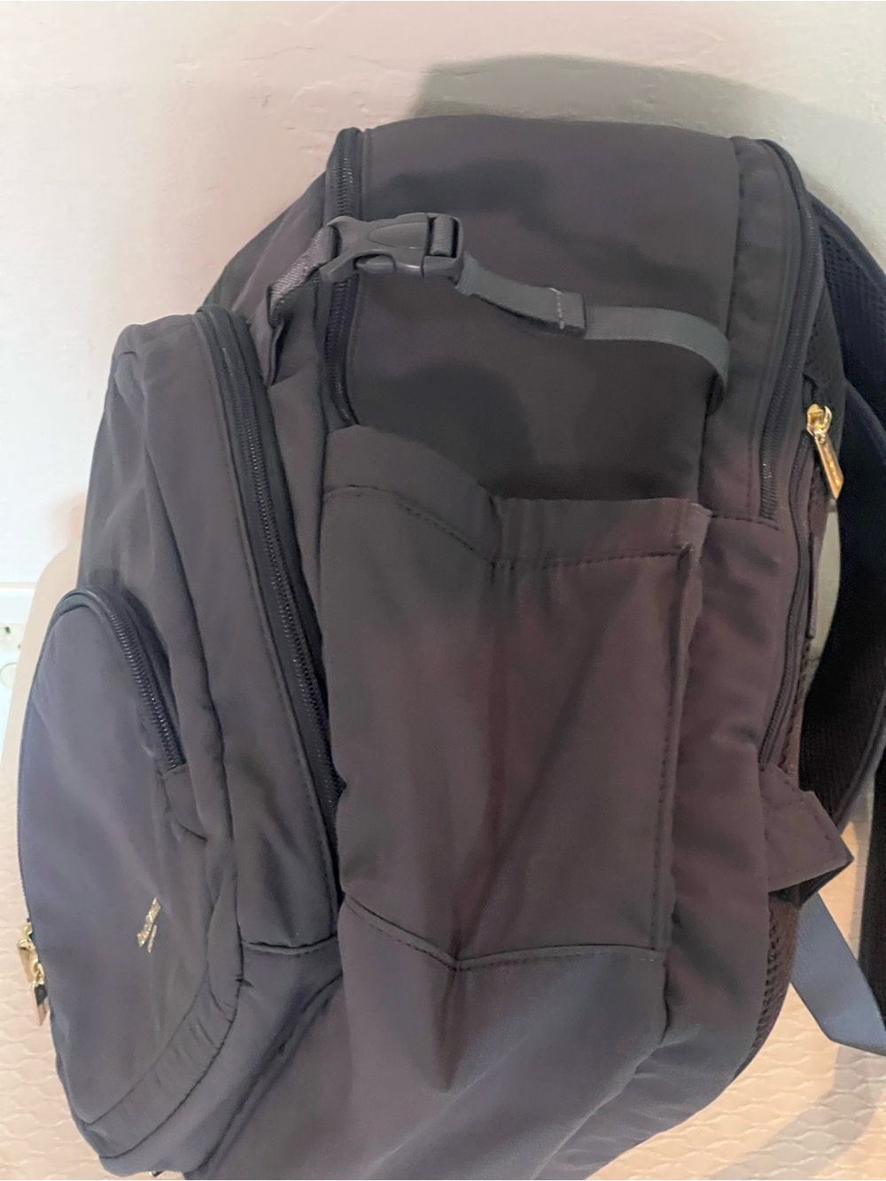 Isaac Mizrahi Full Size Grey Backpack with Gold Hardware - Picture 6 of 12